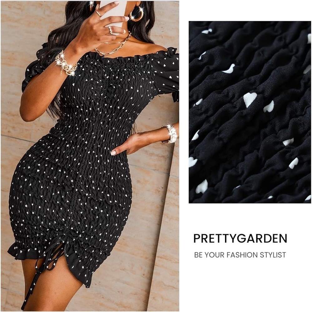 Black and White Ruched Smocked Bodycon Dress
8072 - Picture 3 of 5